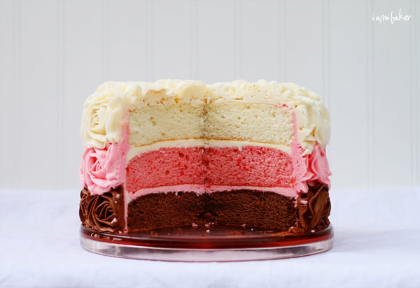 Easy Neapolitan Rosette Cake