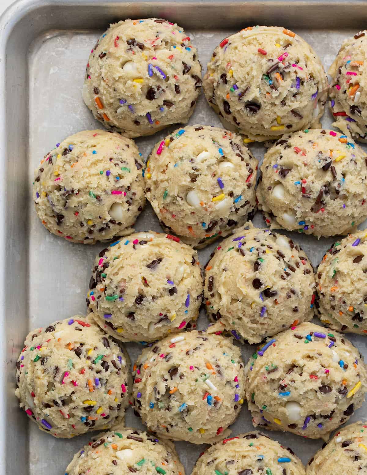 Tray of Birthday Cake Cookie Dough Balls