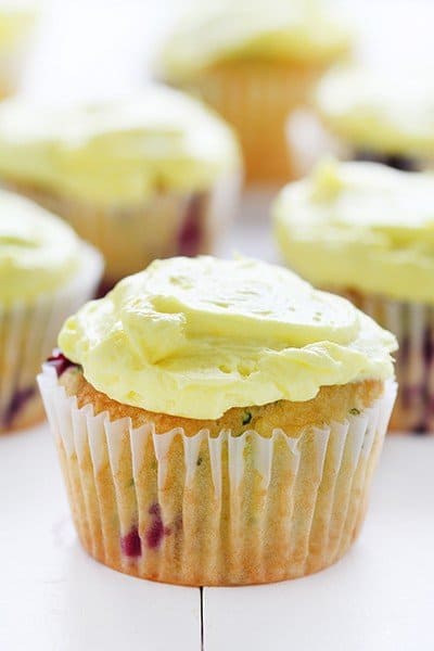 Blueberry Zucchini Cupcakes with Lemon Buttercream!