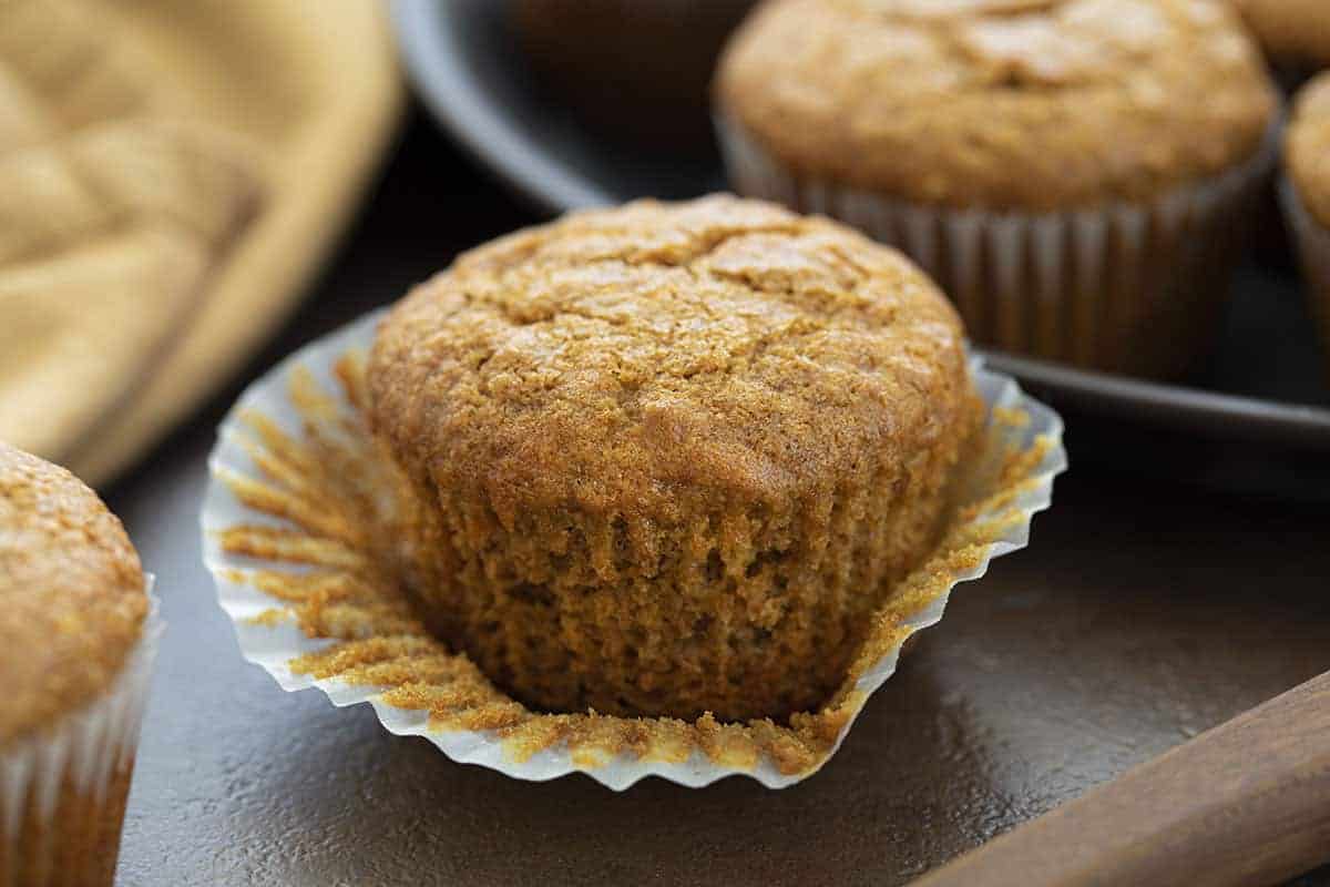 Bran Muffin with Wrapper Pulled Off