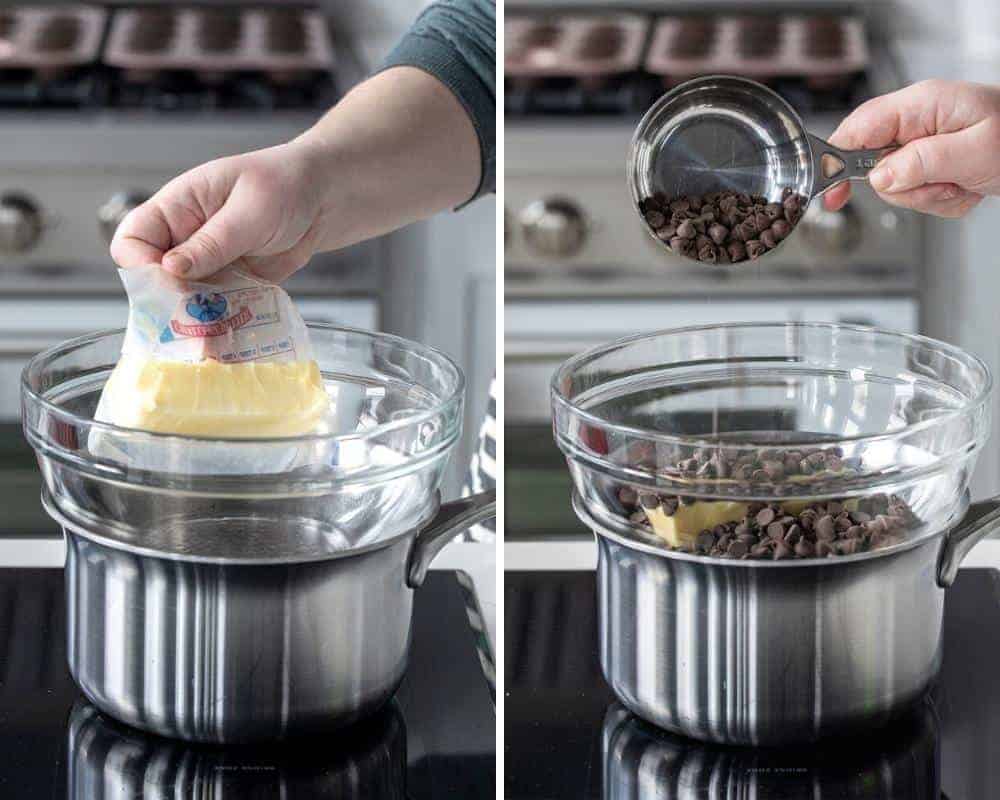 Adding Butter and Chocolate to Double Broiler