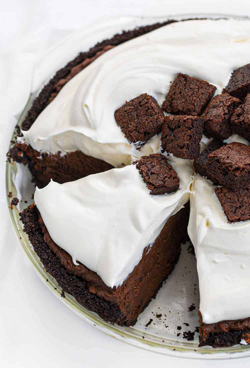 Death By Chocolate Pie - Chocolate Brownie Pie With Slice Cut Out