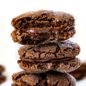 Stack of Chocolate Sandwich Cookies.