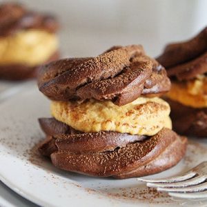 Chocolate Cream Puffs with Pumpkin Whipped Cream