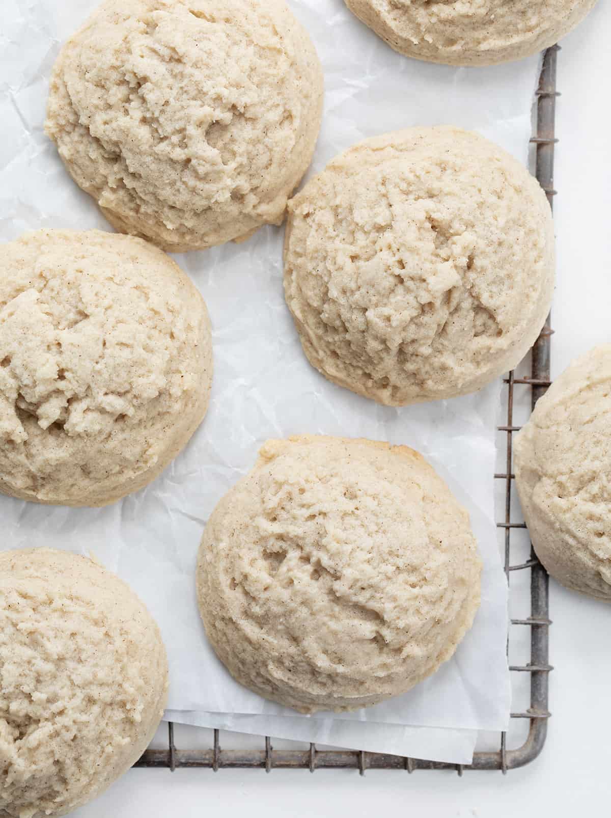 Cinnamon Butter Cookies on a Cooling Rack with Parchment Paper.