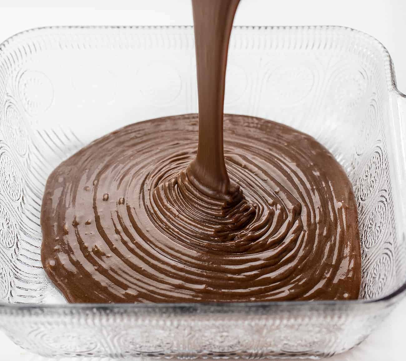 Pouring Chocolate Depression Cake Batter into Pan
