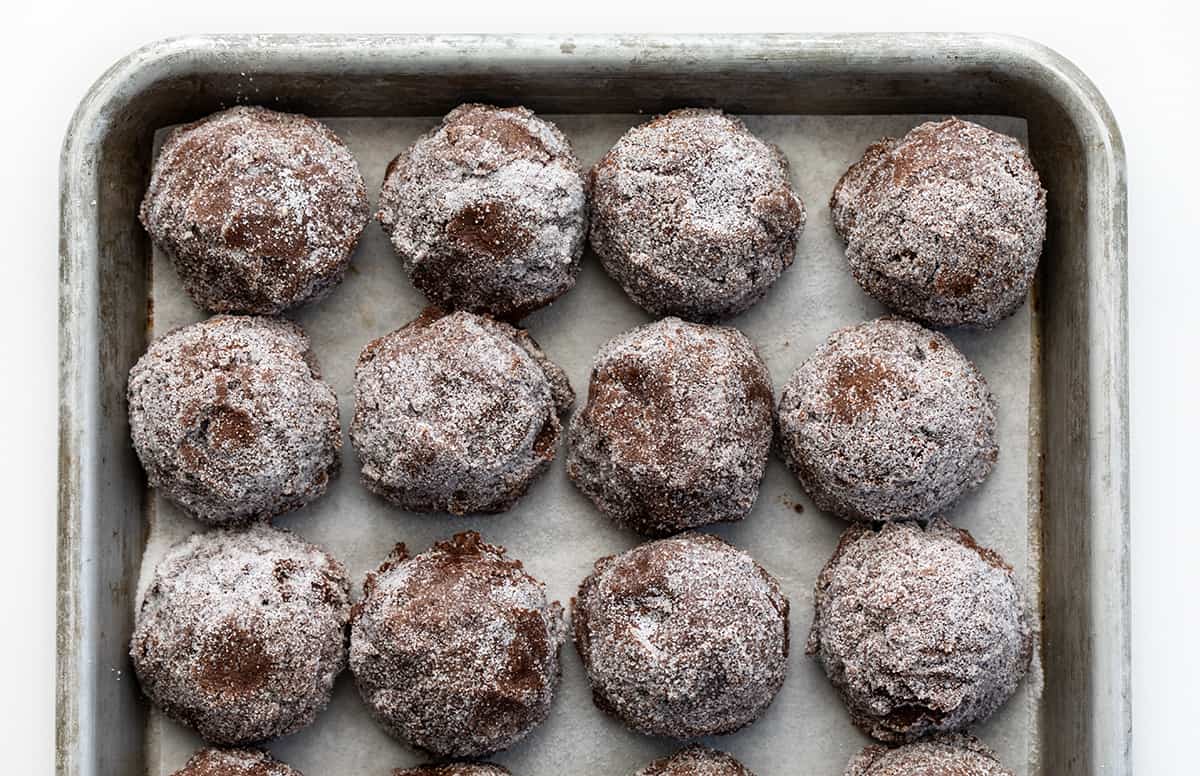 Raw Dirty Chocolate Cookie Batter Before Baking on a Cookie Sheet.