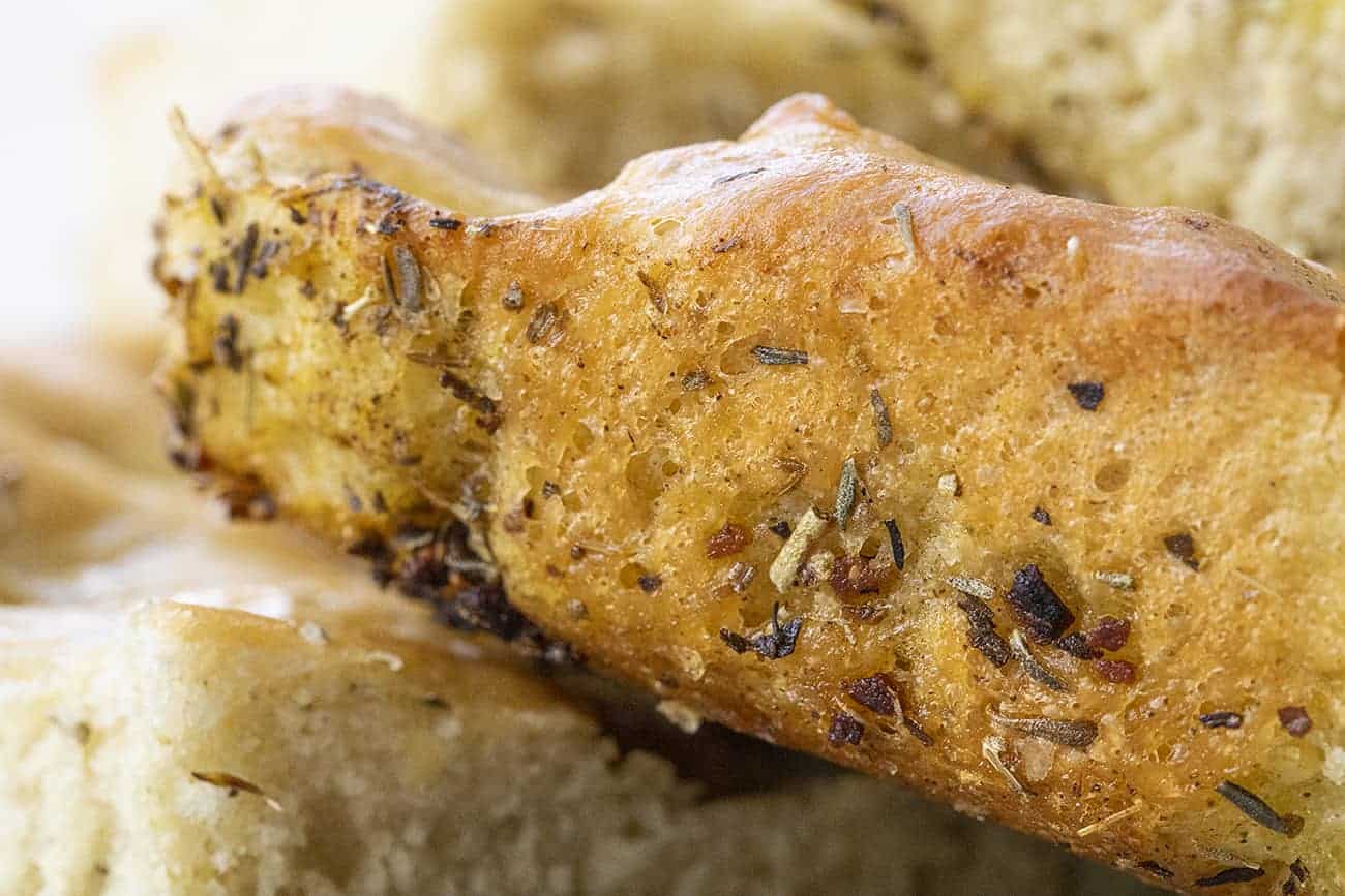 Crusty Edge of a Piece of Focaccia Bread