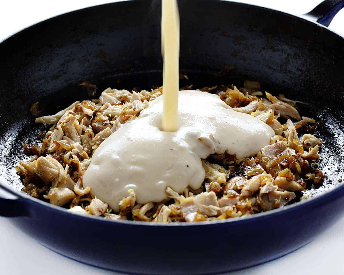 Adding Cheese to French Onion Chicken Macaroni and Cheese