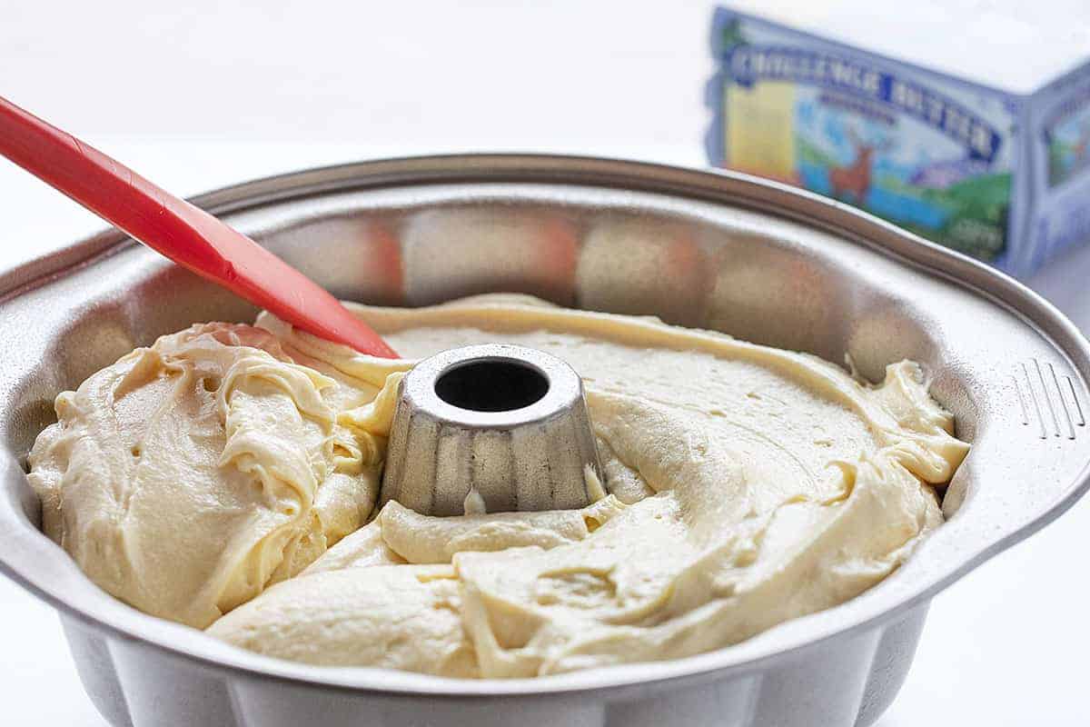 Batter in a Bundt Pan for Kentucky Butter Crunch Cake