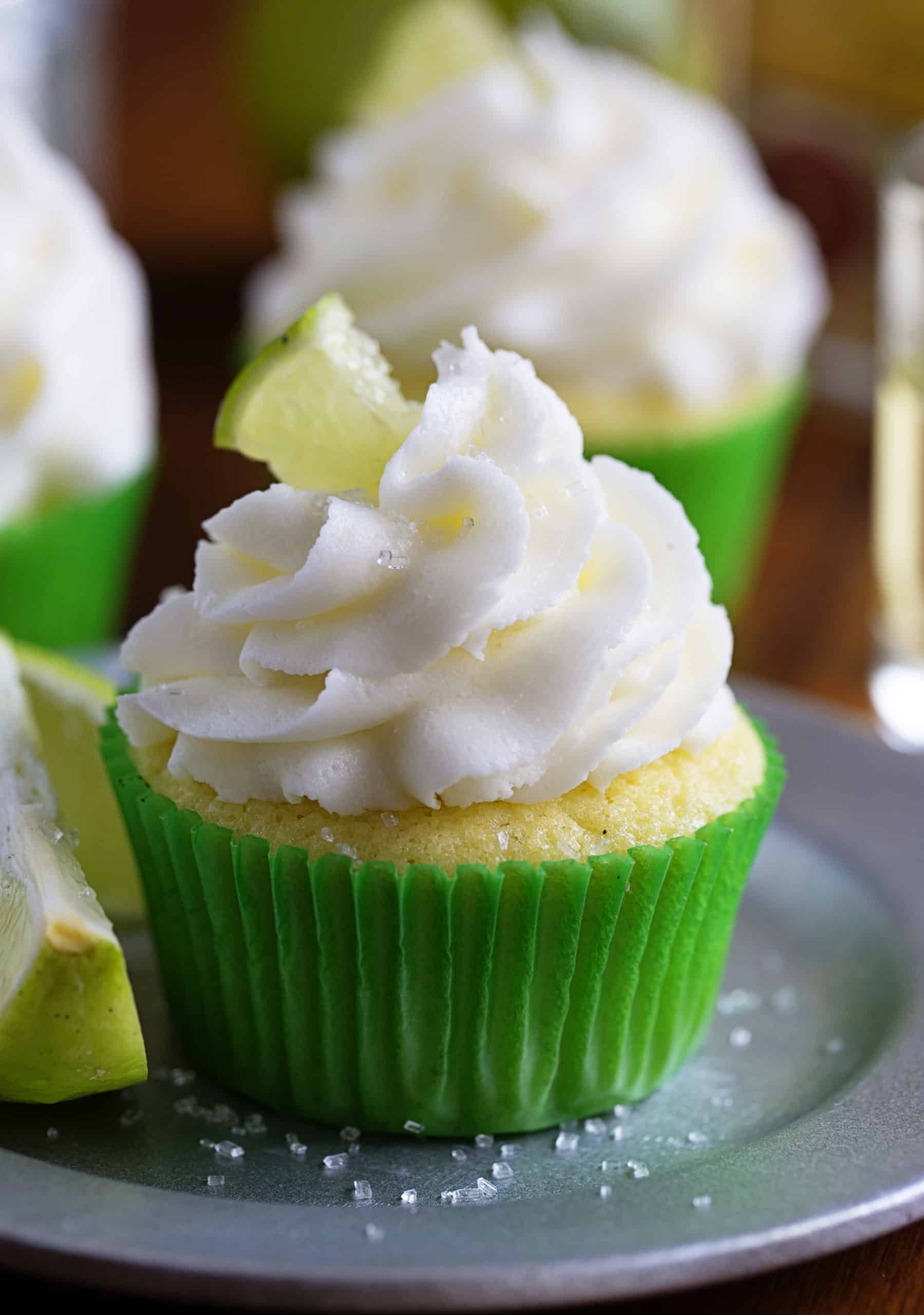 One Margarita Cupcake with Lime Garnish