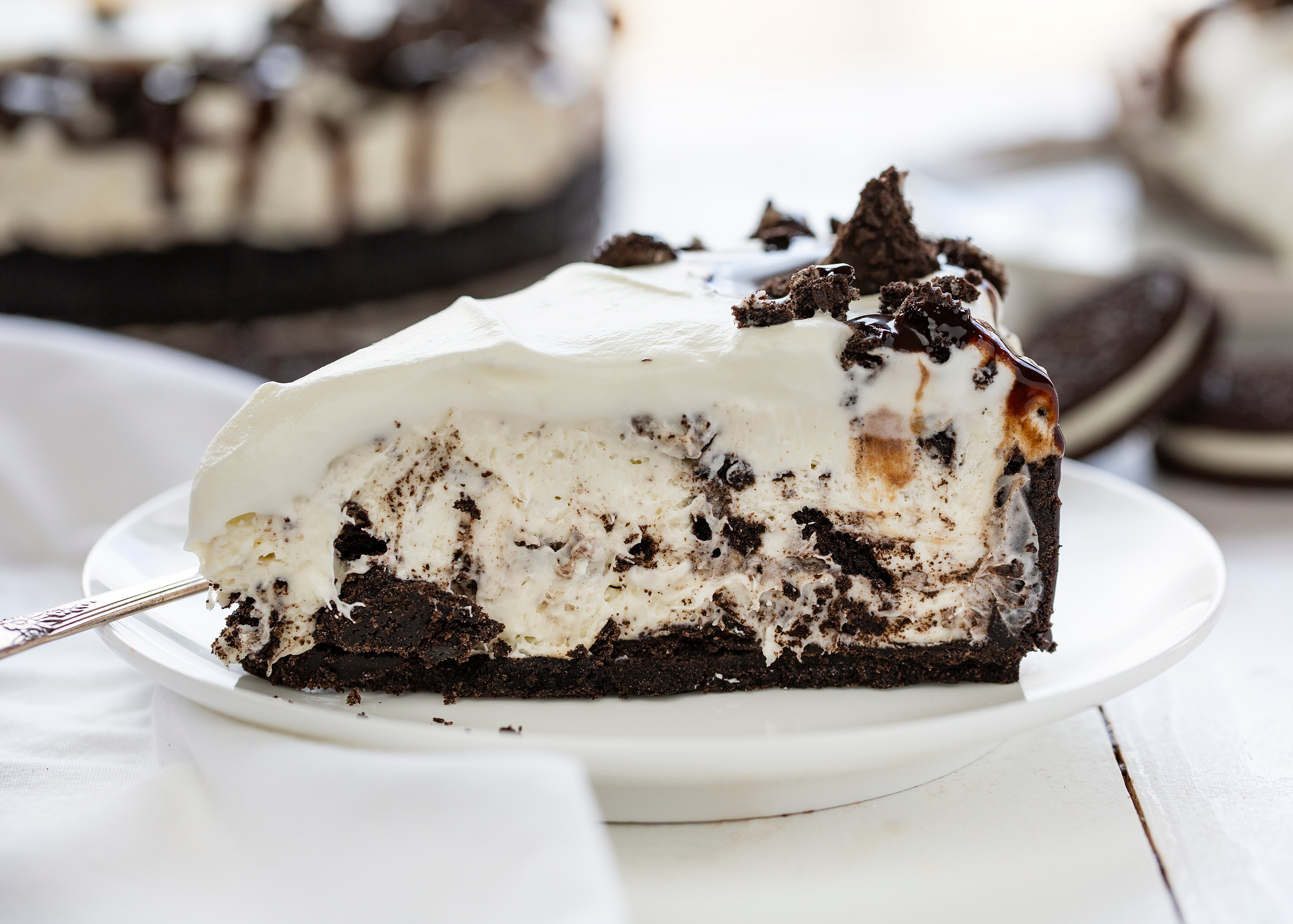 Slice of No Bake Oreo Cheesecake