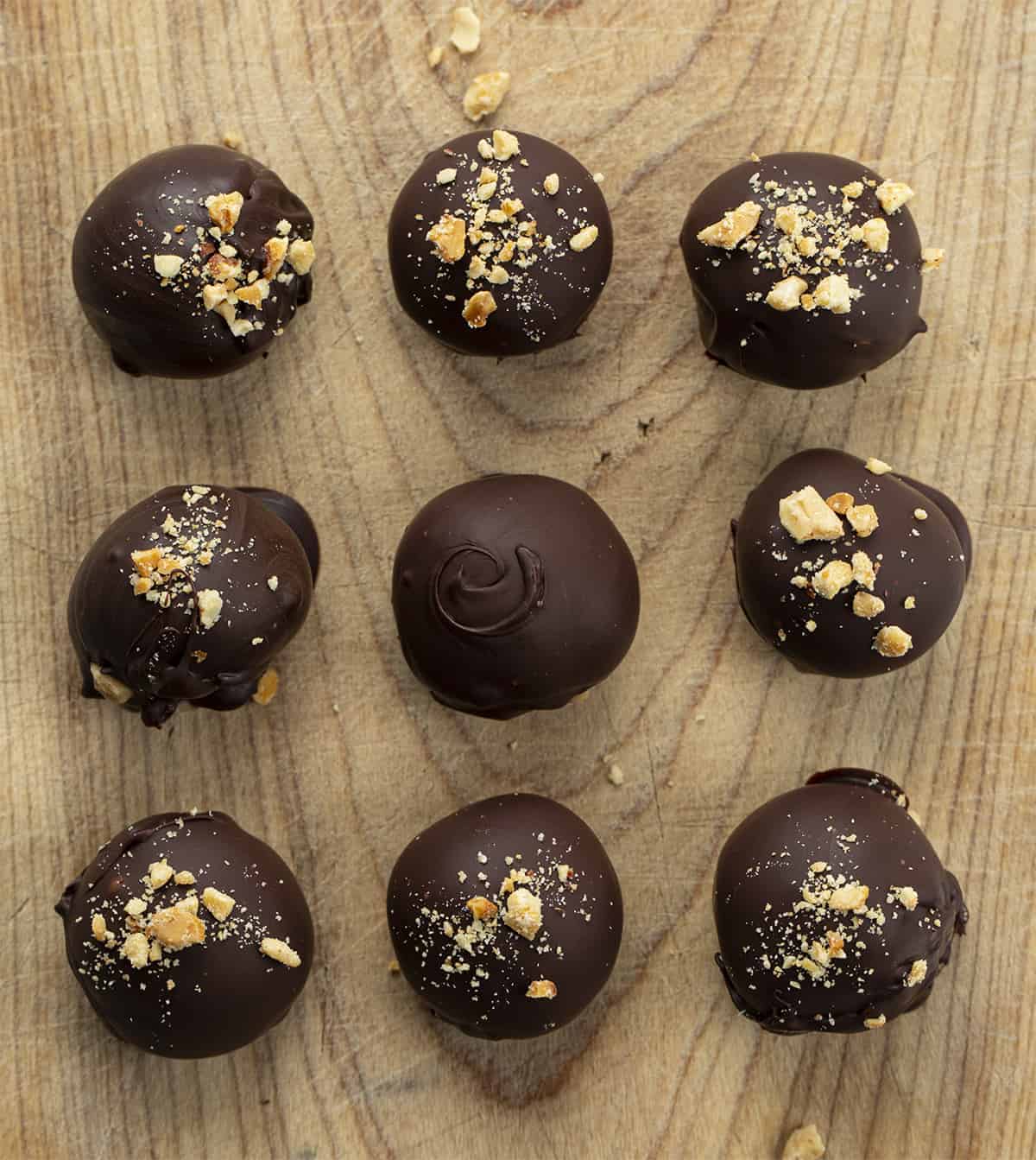 Peanut Butter Balls on a Cutting Board