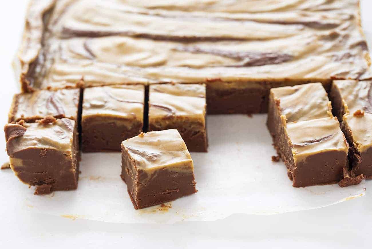 Cut Pieces of Chocolate Peanut Butter Fudge 