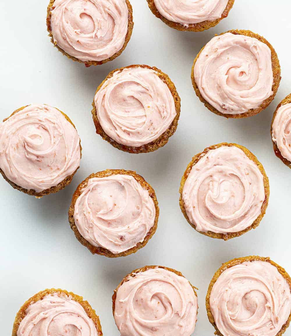 Overhead view of Peanut Butter and Jelly Cupcakes