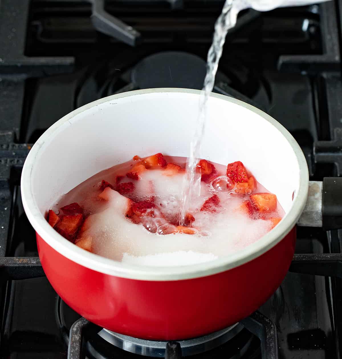 Strawberry Simple Syrup is a homemade sweetener made with just three ingredients, sugar, water, and fresh strawberries. It can add a sweet and fruity flavor to a variety of recipes from beverages to desserts to salads. If you can boil water, you can make simple syrup! Making a Simple Strawberry Sauce in a Pot.