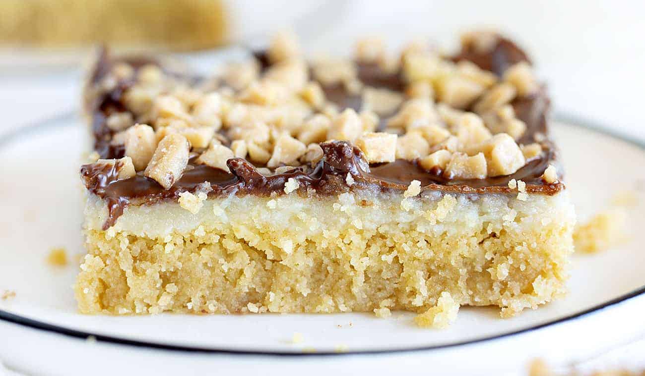 One Chocolate Toffee Bar on a Plate