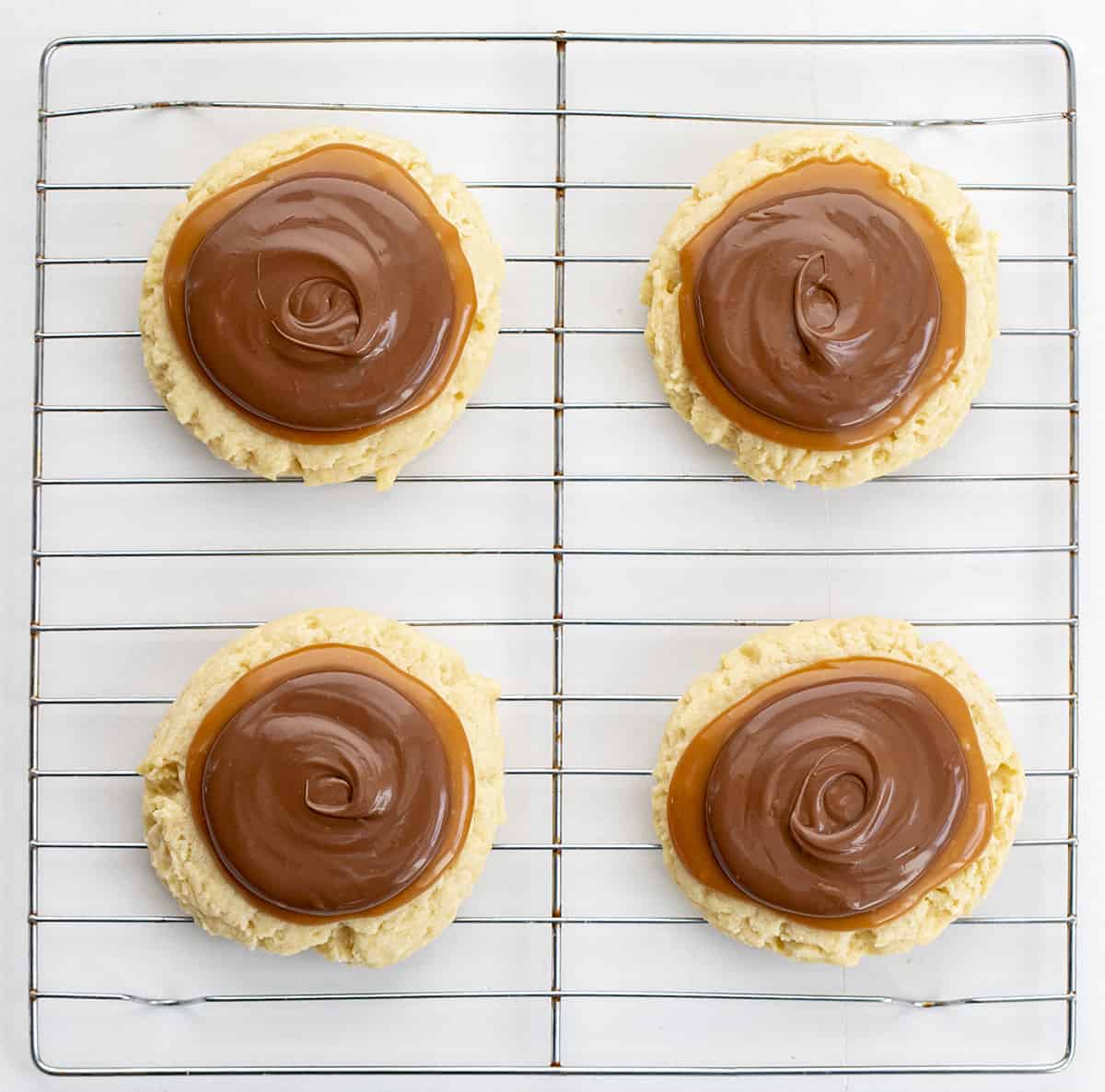 Twix Cookies on a Wire Rack