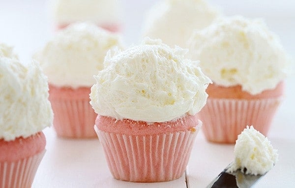 Pink Velvet Cupcakes with Whipped Vanilla Buttercream!