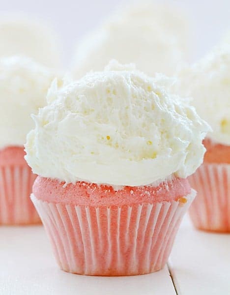 Pink Velvet Cupcakes with Whipped Vanilla Buttercream!
